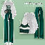 綠色吊帶+白色襯衫+綠色闊腿褲/三件套