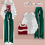 紅色吊帶+白色襯衫+綠色闊腿褲/三件套