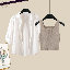 白色襯衫+咖色背心/兩件套