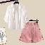 白色襯衫+粉色短褲/兩件套
