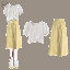 白色上衣+黃色裙子/兩件套